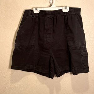 Jonathan Logan vintage cargo black cotton pull-on waist shorts XL